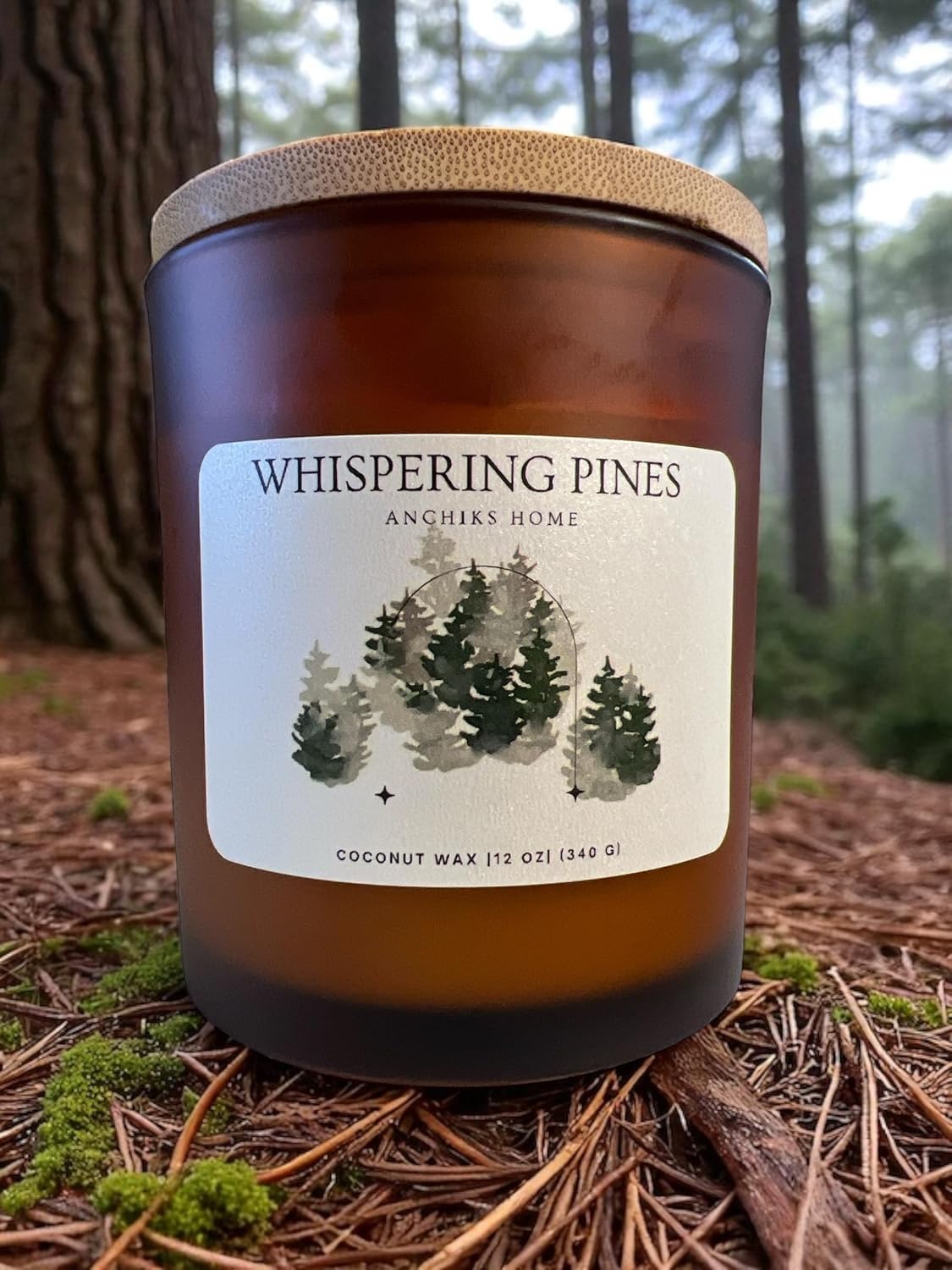 Whispering Pines Luxury Candle – Fraser Fir Scent, Coconut Apricot Wax, Wood Wick Crackle, 12 oz Gift Candle for Cozy Fall & Winter Home Decor, Scented Candle