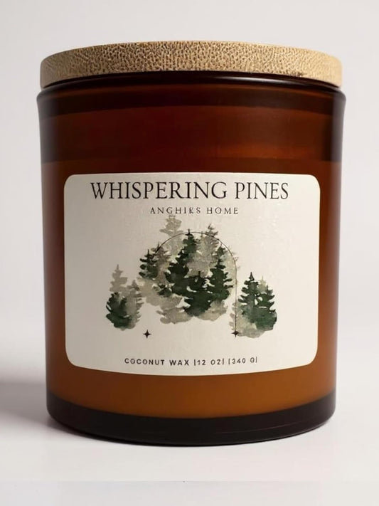 Whispering Pines Luxury Candle – Fraser Fir Scent, Coconut Apricot Wax, Wood Wick Crackle, 12 oz Gift Candle for Cozy Fall & Winter Home Decor, Scented Candle