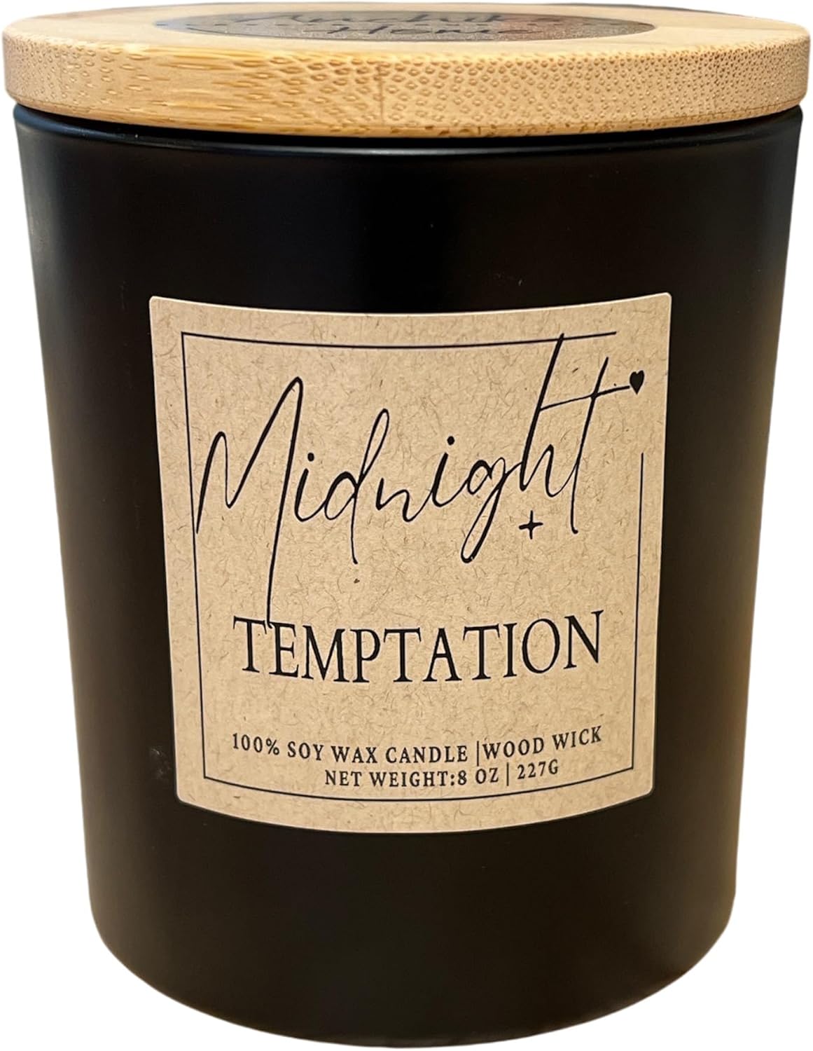 Midnight Temptation Fall Candle – Luxury 100% Soy Wax, Wood Wick, Black Jar, 8 oz – Rich Woody Tobacco, Caramel & Chanel-Inspired Scent – Strongly Scented Candle for Home, Office & Gifts