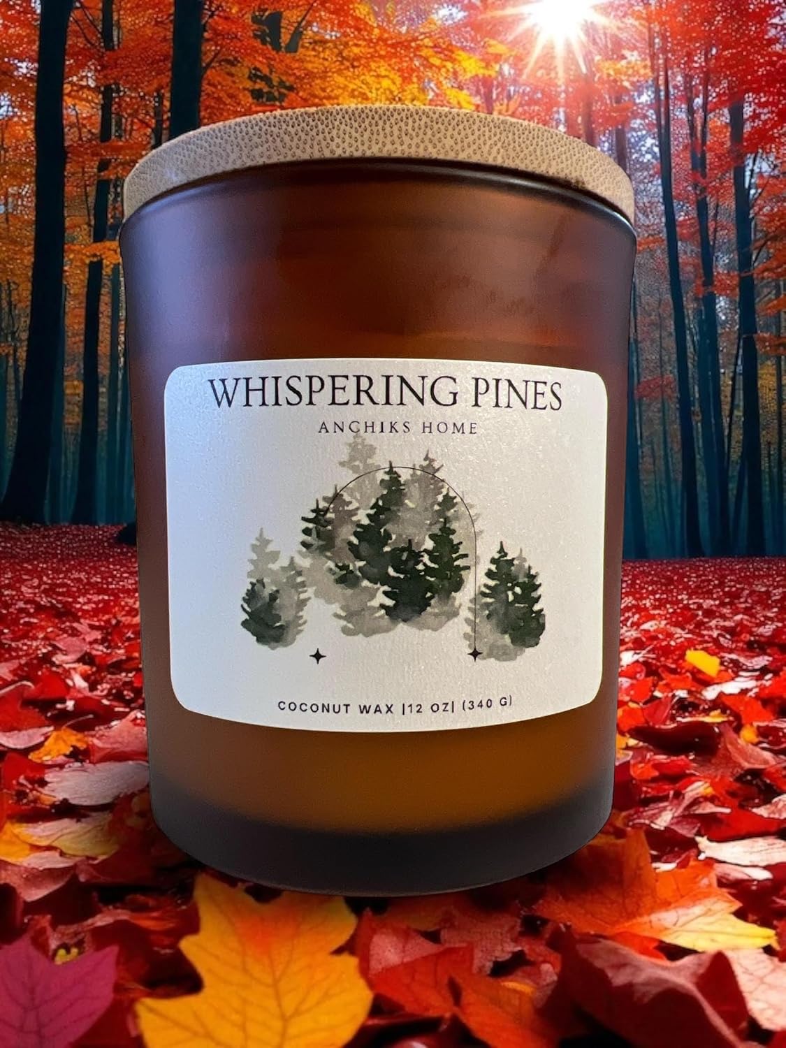 Whispering Pines Luxury Candle – Fraser Fir Scent, Coconut Apricot Wax, Wood Wick Crackle, 12 oz Gift Candle for Cozy Fall & Winter Home Decor, Scented Candle